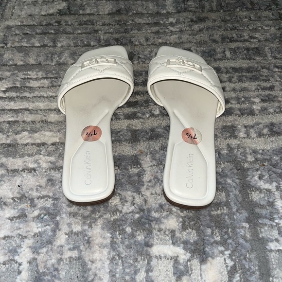 Calvin Klein Cream Slide Sandals - Picture 2 of 3
